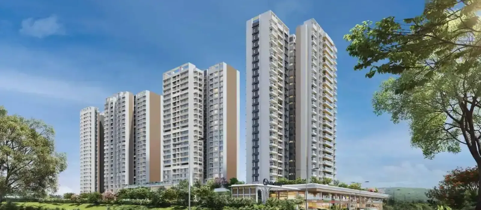 L&T Thanisandra residential towers with amenity block