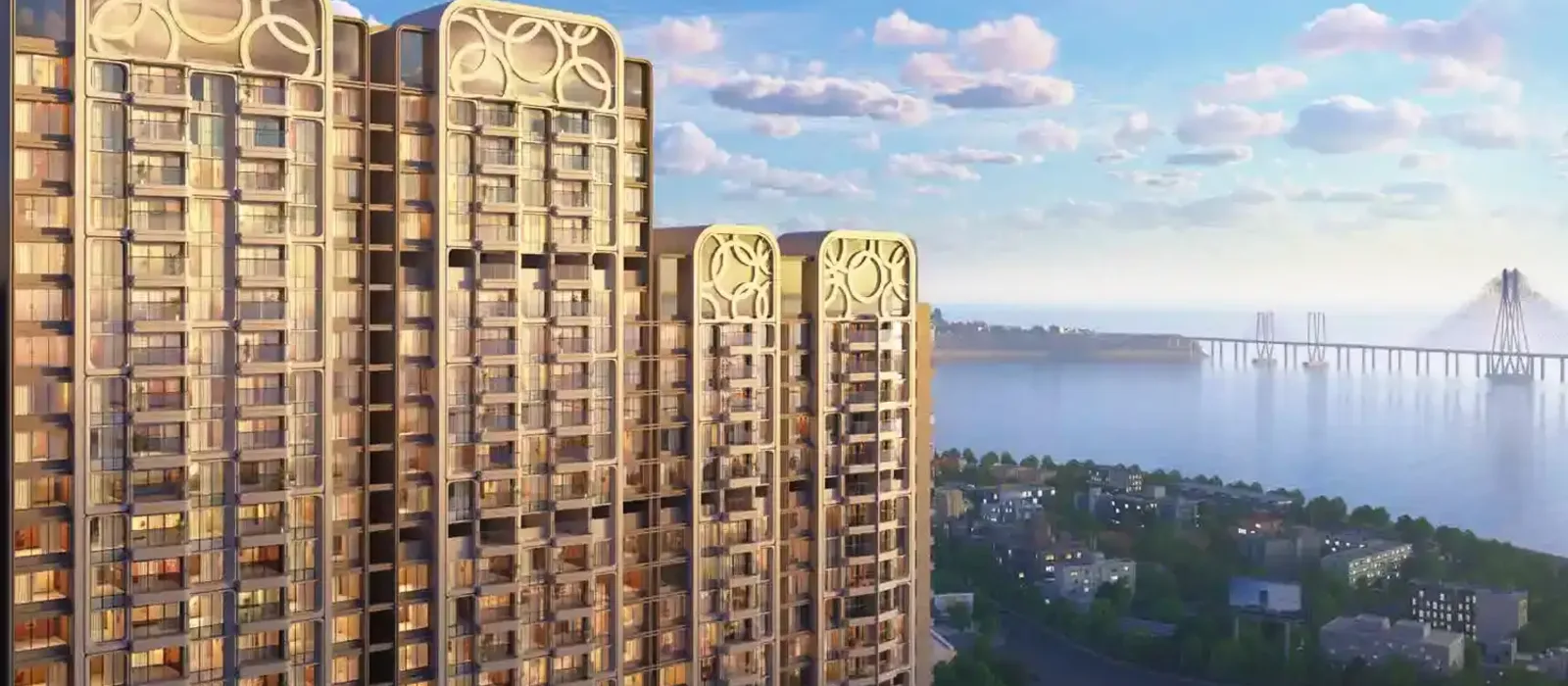 L&T Thanisandra towers with waterfront view