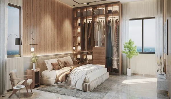 L&T Thanisandra Master Bedroom